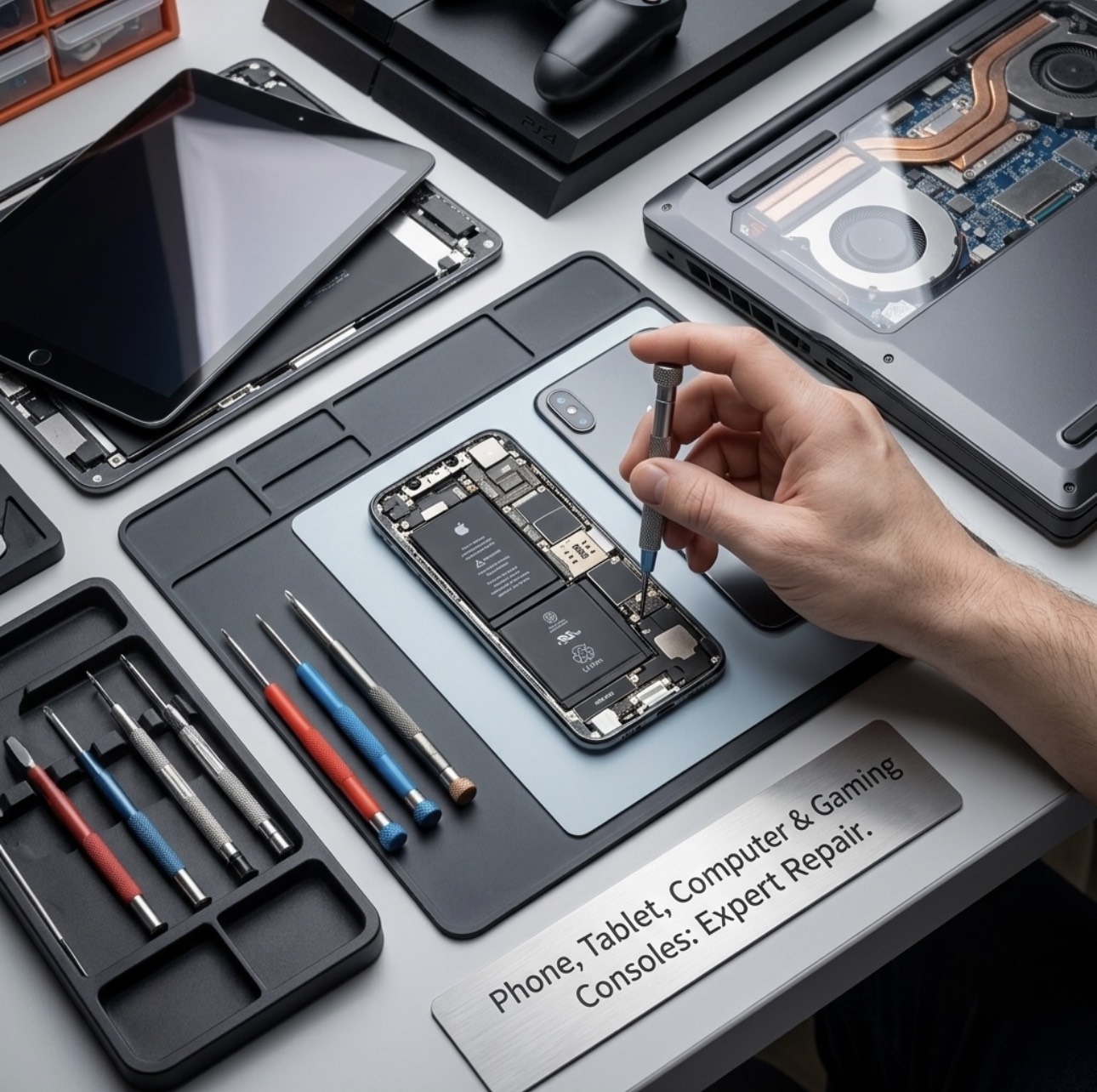 Technician repairing iPhone